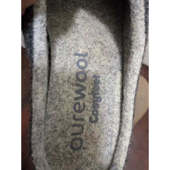 Pure wool Comfort Women's Gray Polka Dot Wool Slippers Rubber Soles Size 6 - Picture 9 of 10